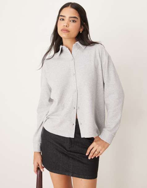 ASOS DESIGN – Szara koszula oversize o waflowej fakturze - view 1