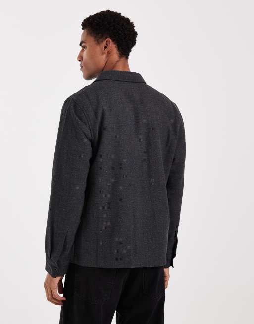 ASOS DESIGN – Szara koszula wierzchnia w jodełkę, 3 z 5