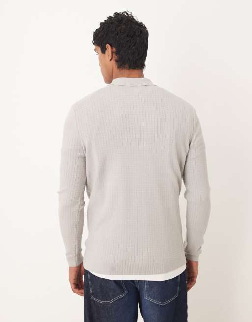 ASOS DESIGN – Szara koszulka polo z fakturowanej dzianiny, 5 z 5