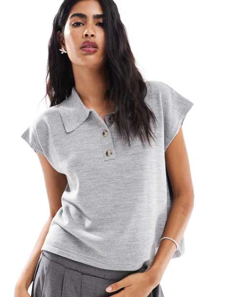 ASOS DESIGN – Szara koszulka polo z teksturowanej dzianiny - view 1