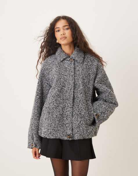 ASOS DESIGN top collar brushed bomber jacket in grey