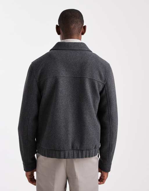 ASOS DESIGN – Szara kurtka Harrington z imitacji wełny, 5 z 5