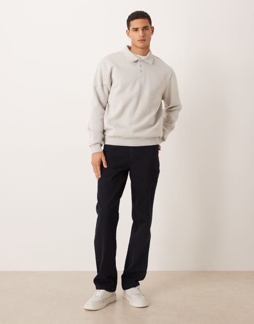 ASOS DESIGN – Szara luźna bluza z kołnierzykiem polo, 2 z 5