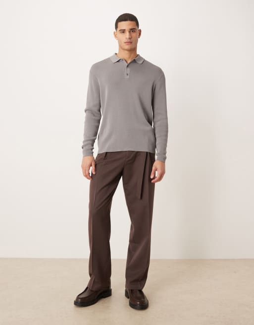 ASOS DESIGN – Szara luźna dzianinowa koszulka polo, 2 z 5