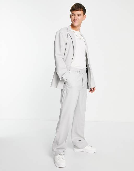 ASOS DESIGN – Szara marynarka garniturowa o luźnym kroju oversize z materiału o drobnej fakturze