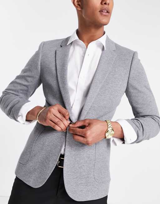 ASOS DESIGN – Szara marynarka z dżerseju o bardzo obcisłym kroju, 2 z 4
