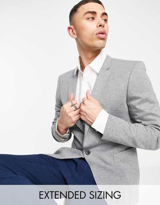 ASOS DESIGN – Szara marynarka z dżerseju o bardzo obcisłym kroju