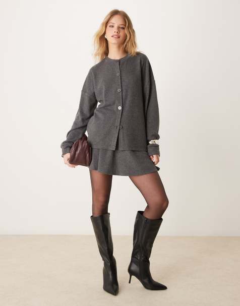 ASOS DESIGN supersoft mini skirt co ord in grey marl