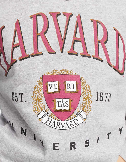 ASOS DESIGN – Szara melanżowa bluza dresowa oversize z grafiką Harvard, 3 z 4