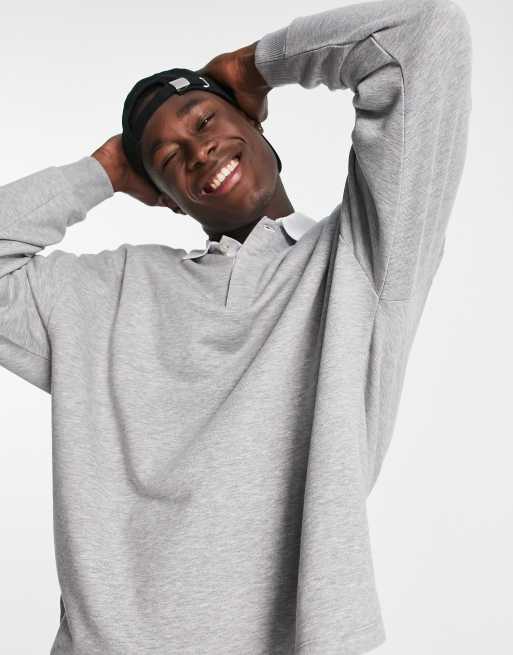 ASOS DESIGN – Szara melanżowa bluza dresowa oversize z kołnierzykiem