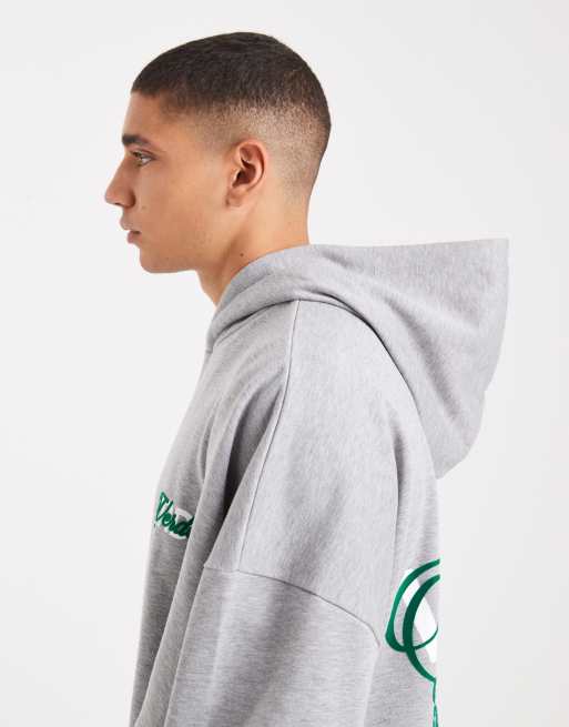ASOS DESIGN – Szara melanżowa bluza extreme oversize z kapturem i nadrukiem, 4 z 5
