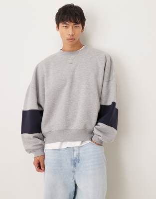 ASOS DESIGN – Szara melanżowa bluza extreme oversize ze wstawkami na rękawach - view 1