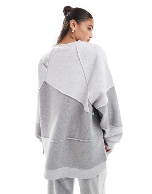 ASOS DESIGN – Szara melanżowa bluza oversize w patchworkowy wzór – Część zestawu, 2 z 4