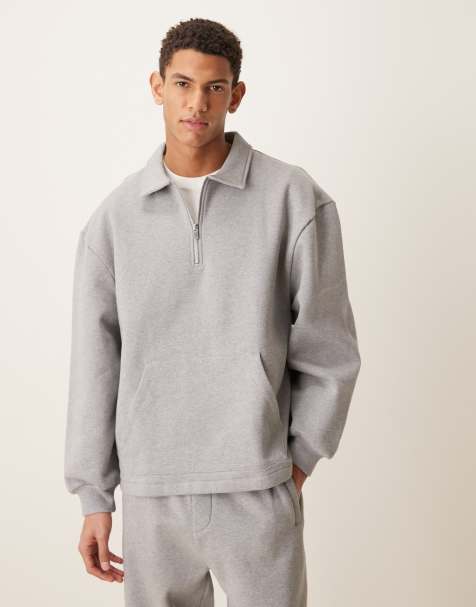 ASOS DESIGN – Szara melanżowa bluza oversize z zamkiem pod szyją - view 1