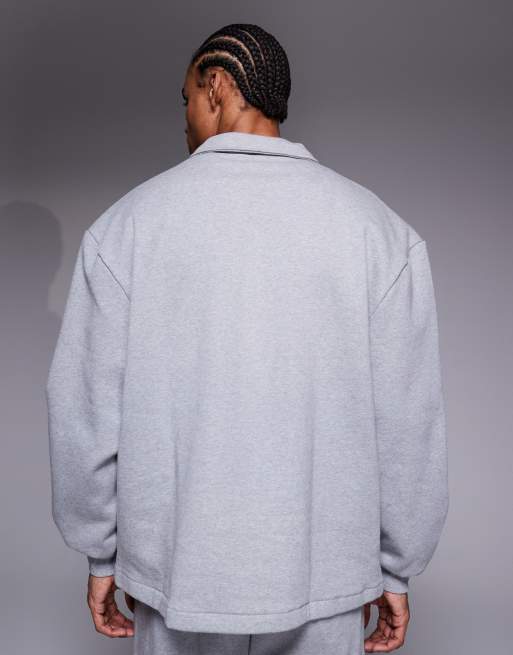 ASOS DESIGN – Szara melanżowa bluza oversize z zamkiem pod szyją, 3 z 5