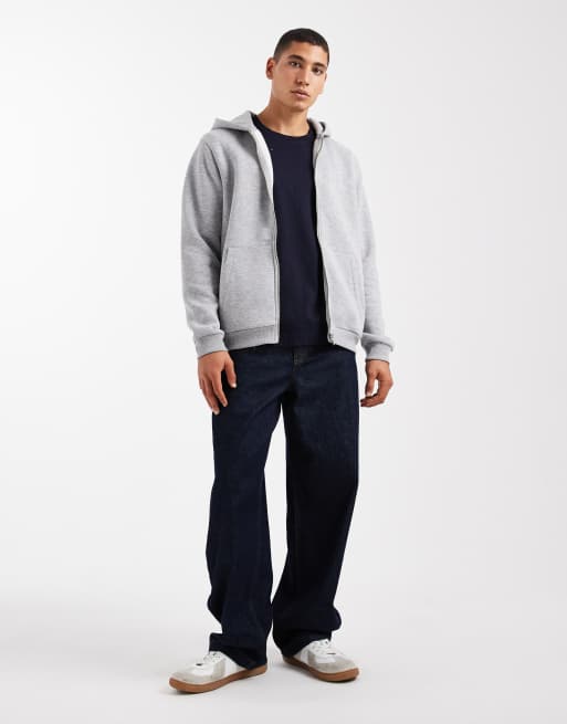 ASOS DESIGN – Szara melanżowa bluza z kapturem basic zapinana na zamek, 2 z 5