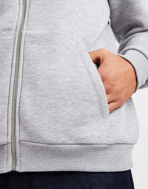 ASOS DESIGN – Szara melanżowa bluza z kapturem basic zapinana na zamek, 4 z 5