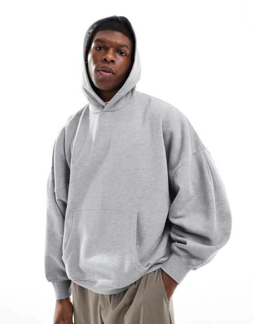ASOS DESIGN – Szara melanżowa bluza z kapturem o fasonie extreme oversize