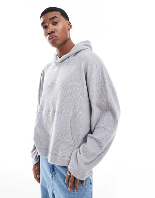 ASOS DESIGN – Szara melanżowa bluza z kapturem oversize z nieściąganym brzegiem
