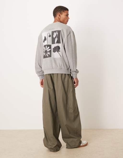 ASOS DESIGN – Szara melanżowa bluza z kwiatowym nadrukiem, 2 z 5
