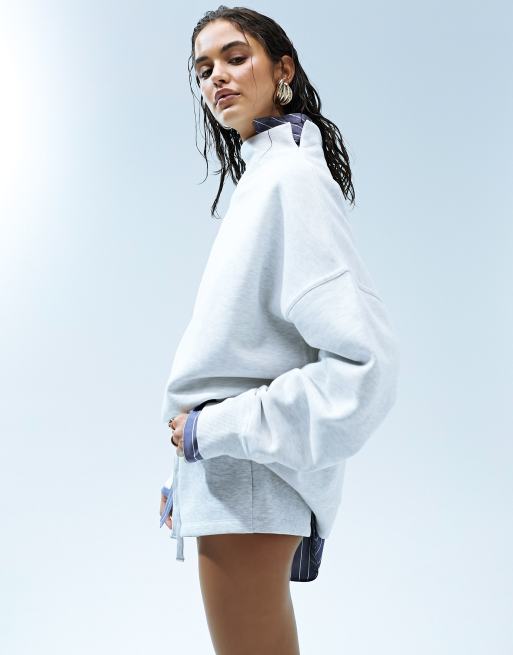 ASOS DESIGN – Szara melanżowa gruba bluza dresowa z golfem, 4 z 5