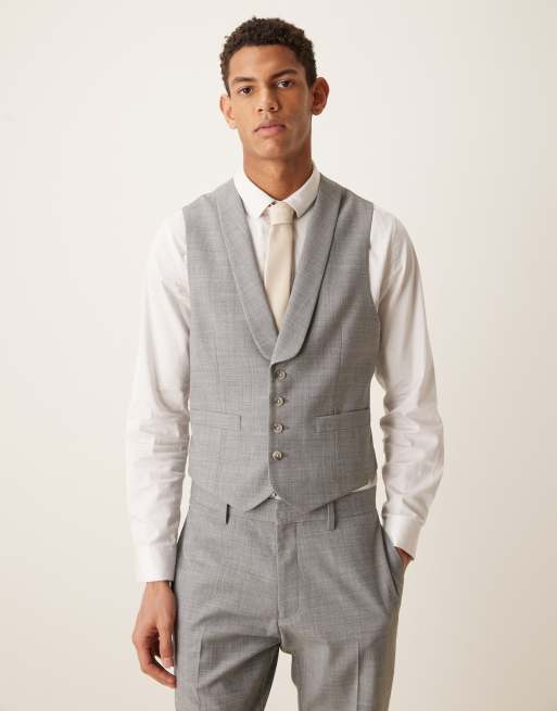 ASOS DESIGN – Szary melanżowy, dopasowany garnitur z mieszanki wełny, 2 z 4