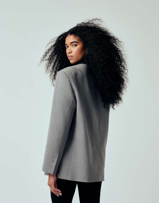 ASOS DESIGN – Szara melanżowa marynarka oversize z kontrastowym kołnierzem, 4 z 4