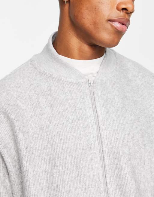 ASOS DESIGN – Szara szczotkowana bluza dresowa prążkowana oversize, 4 z 4