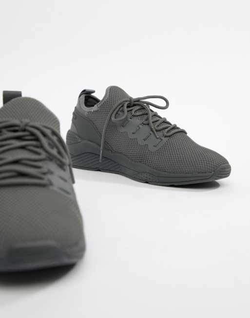 ASOS DESIGN – Szare buty sportowe z cholewką z siateczki, 3 z 4