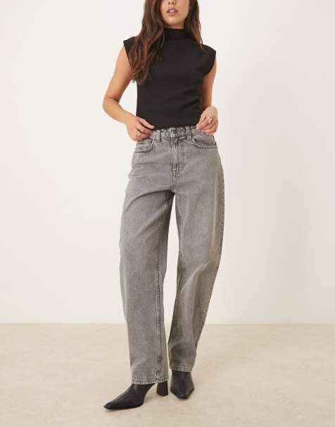 ASOS DESIGN slim barrel jeans in grey 