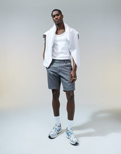 ASOS DESIGN – Szare dopasowane szorty chinosy ze stretchem