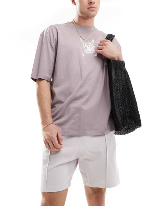 ASOS DESIGN – Szare dopasowane szorty z piki