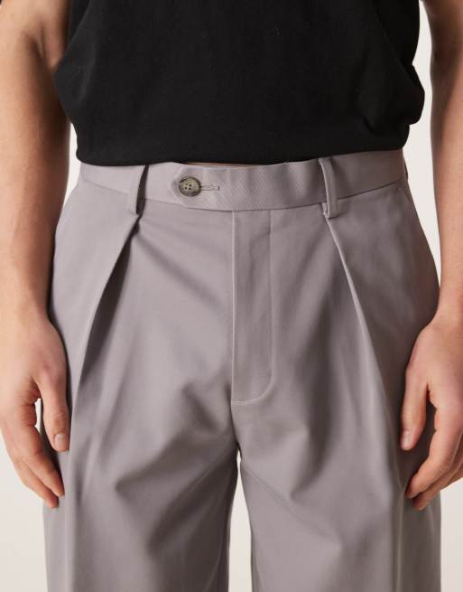 ASOS DESIGN – Szare dopasowane zwężane spodnie oversize z diagonalu, 4 z 5