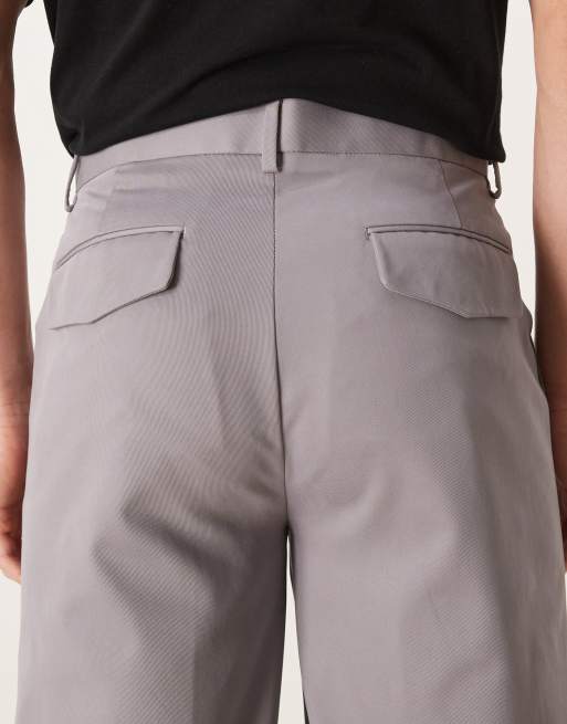 ASOS DESIGN – Szare dopasowane zwężane spodnie oversize z diagonalu, 5 z 5