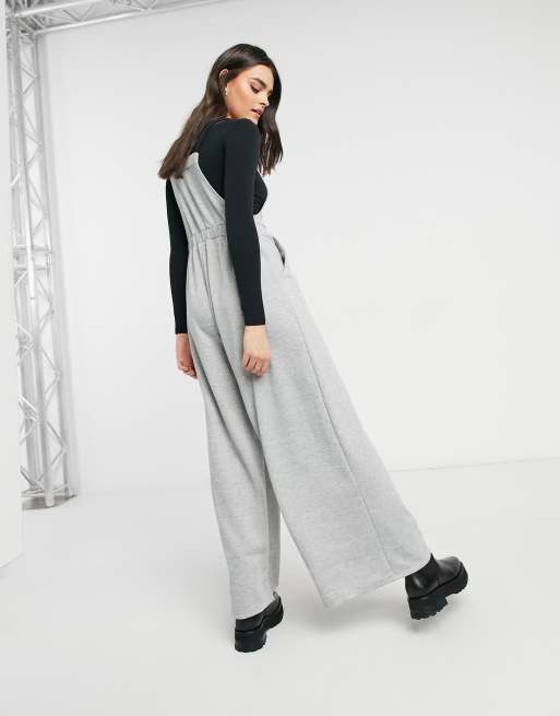 ASOS DESIGN – Szare dresowe ogrodniczki z kontrastowymi paskami, 2 z 4