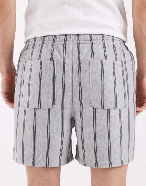 ASOS DESIGN – Szare dżersejowe szorty oversize w paski, 5 z 5