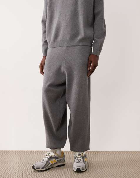 ASOS DESIGN oversized knitted cuffed joggers in grey