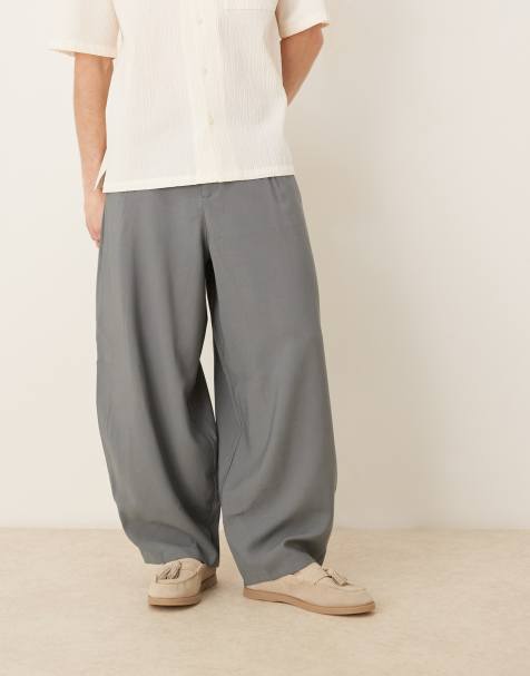 ASOS DESIGN smart extreme tapered trousers with front pleats in grey