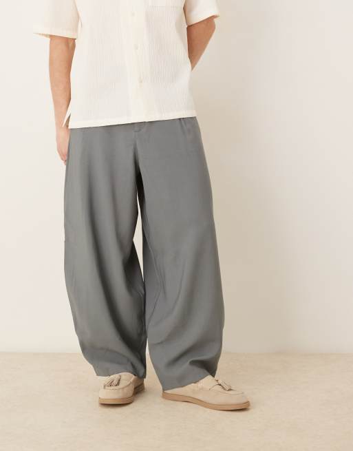 ASOS DESIGN – Szare eleganckie chinosy o zwężanym kroju z zakładkami z przodu