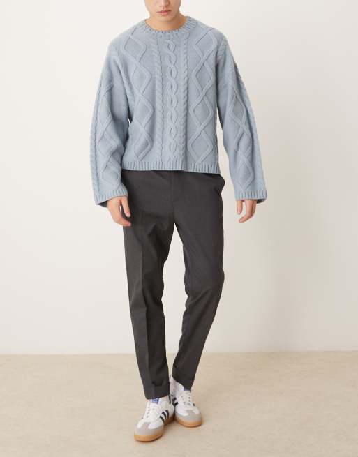 ASOS DESIGN – Szare eleganckie spodnie o zwężanym kroju z częściowo elastyczną talią