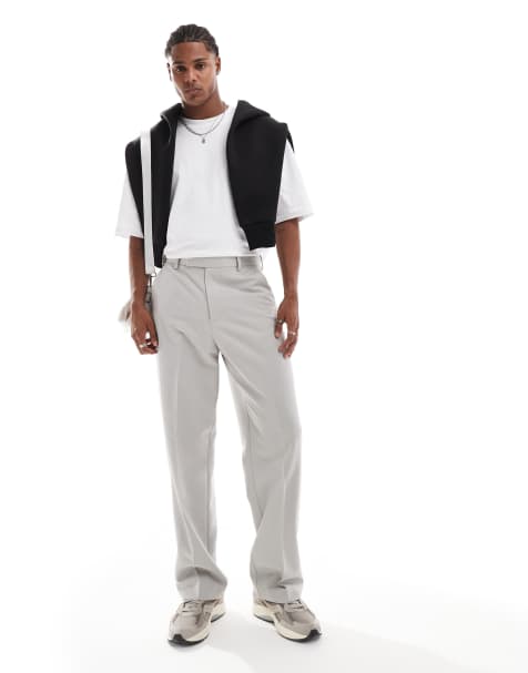 ASOS DESIGN – Szare eleganckie spodnie z szerokimi nogawkami - view 1