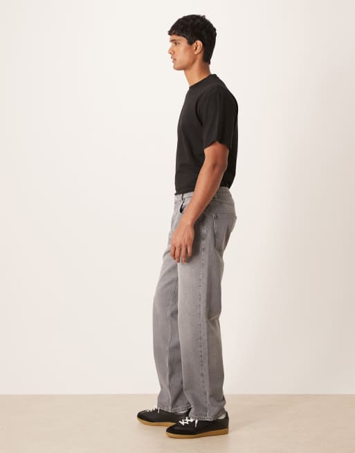 ASOS Design –Szare jeansy z prostą nogawką z efektem sprania, 3 z 5