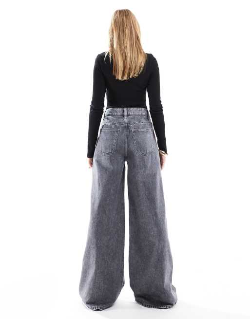 ASOS DESIGN – Szare jeansy z szerokimi nogawkami i podwyższonym stanem, 2 z 5