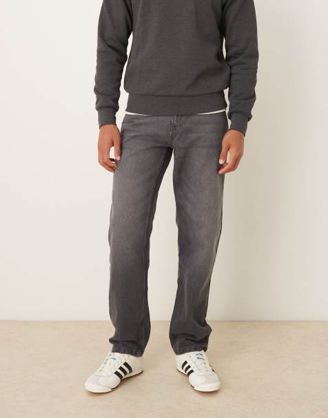 ASOS DESIGN straight fit jeans with heavy grey wash