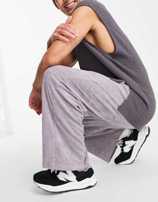 ASOS DESIGN – Szare joggersy z materiału frotté z szerokimi nogawkami – część zestawu