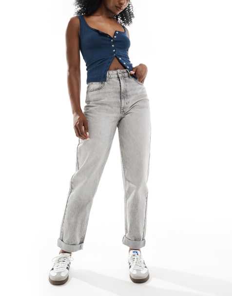 ASOS DESIGN high rise relaxed mom jeans in grey