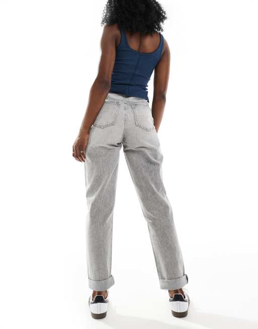 ASOS DESIGN – Szare luźne jeansy mom fit z wysokim stanem, 2 z 5