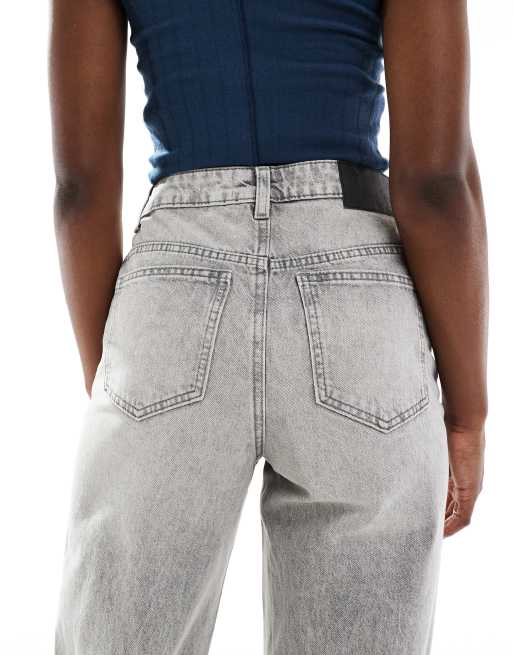 ASOS DESIGN – Szare luźne jeansy mom fit z wysokim stanem, 4 z 5