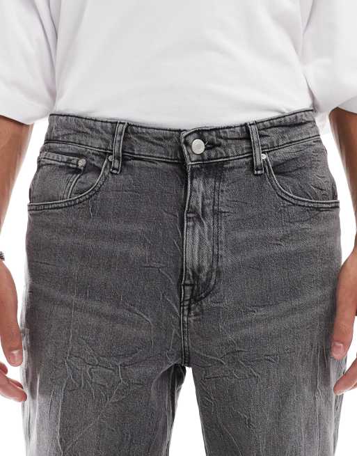 ASOS DESIGN – Szare luźne jeansy ze stretchem z efektem sprania, 5 z 5