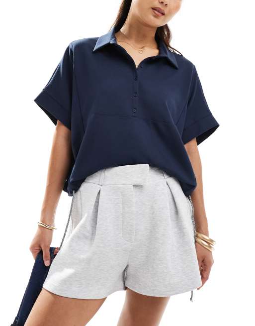ASOS DESIGN – Szare melanżowe eleganckie szorty mini z dżerseju